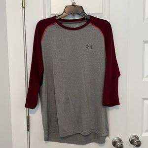 Under Armor Heat Gear 3/4 Sleeve Maroon And Grey Like New